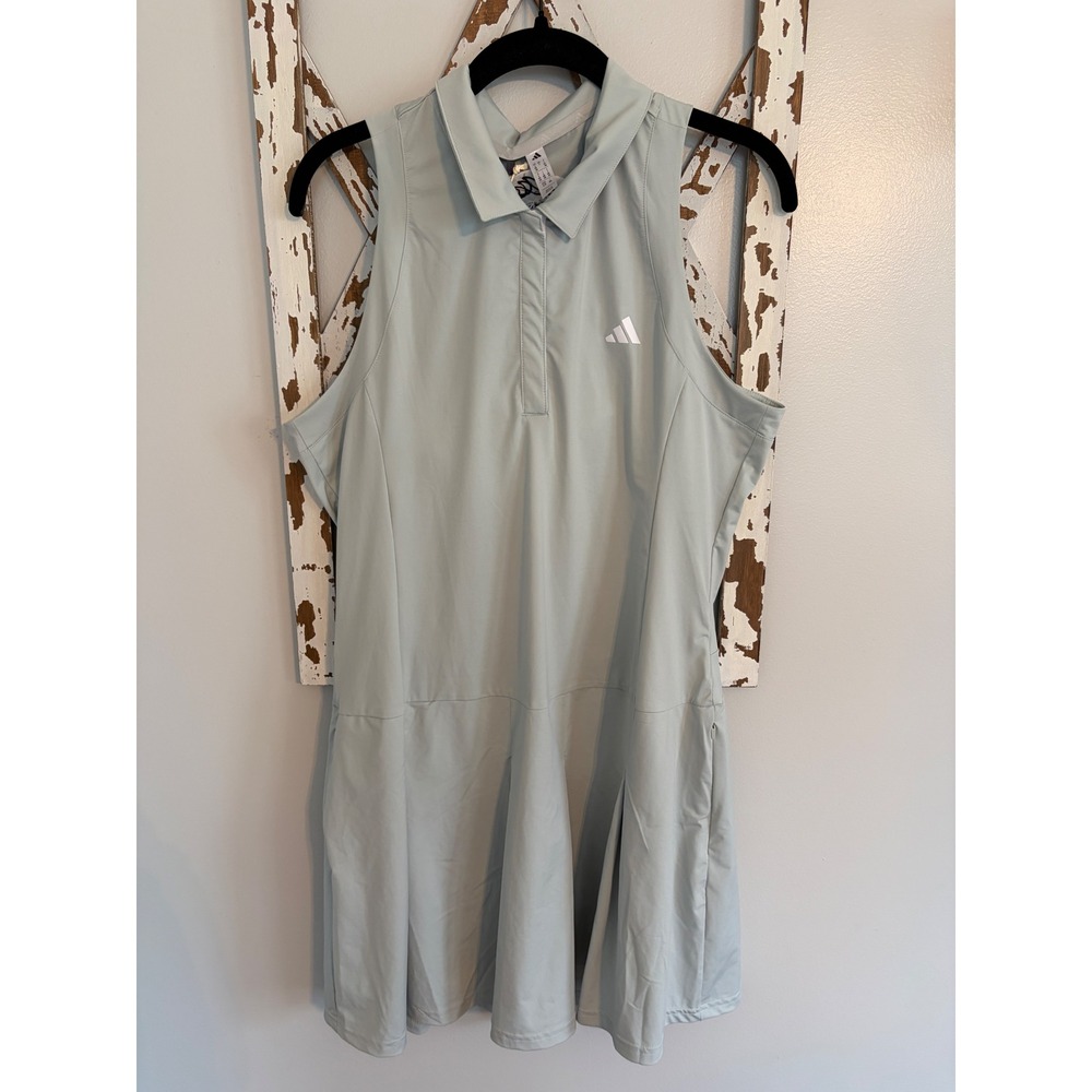 adidas Women's Ultimate365 Tour Pleated Dress Size Large Light Gray NWT